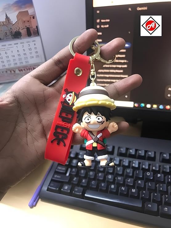 Monkey D. Luffy Anime Keychain – One Piece Inspired Soft Rubber Keyring with Strap - Image 4