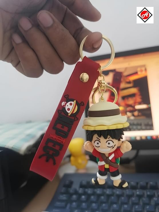 Monkey D. Luffy Anime Keychain – One Piece Inspired Soft Rubber Keyring with Strap - Image 6
