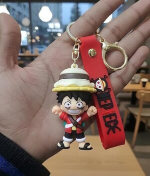 Monkey D. Luffy Anime Keychain – One Piece Inspired Soft Rubber Keyring with Strap
